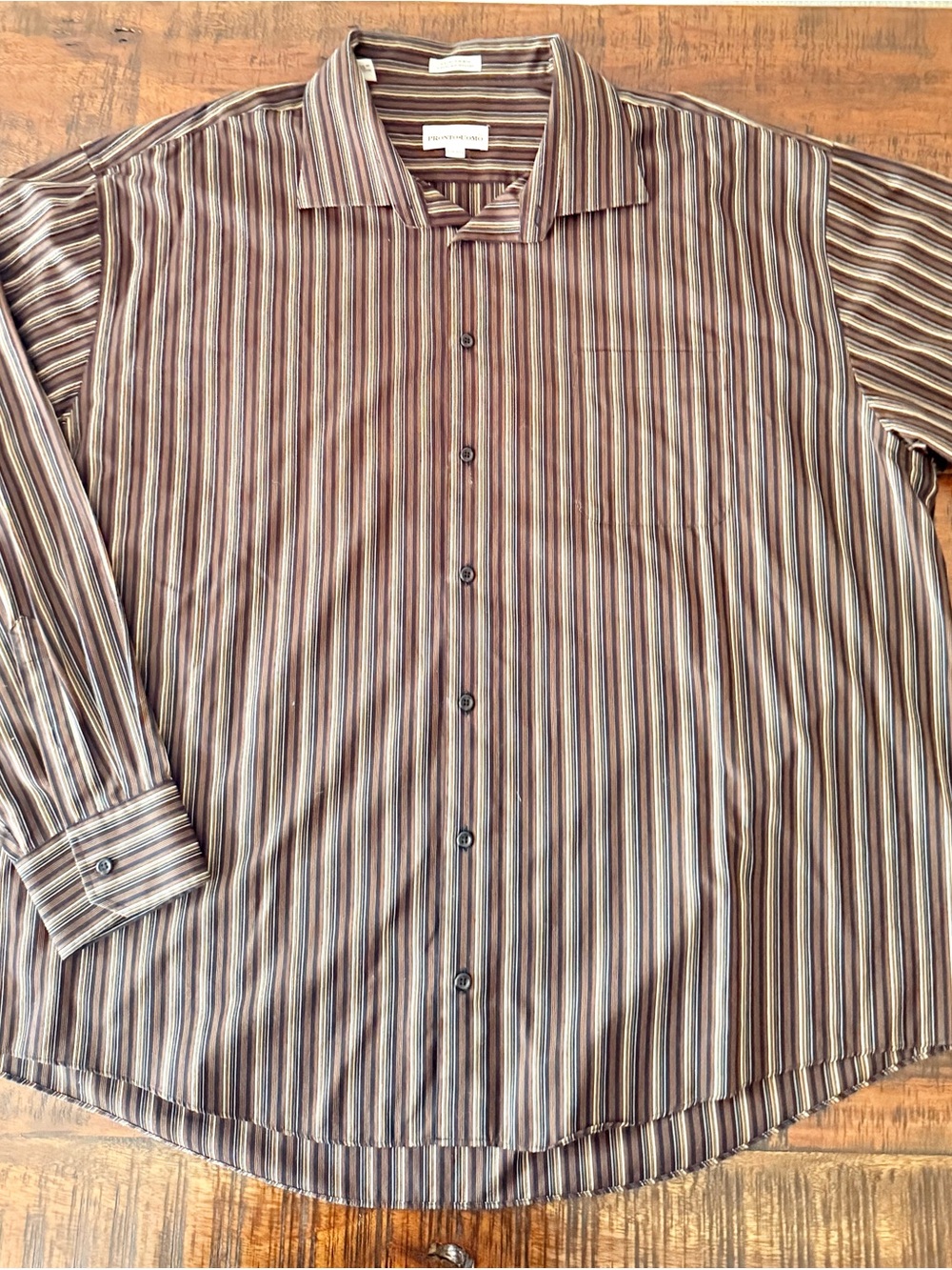 Pronto Uomo Men’s Big & Tall Striped Dress Shirt SZ.3XLT